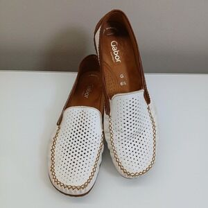 Gabor Handmade Driver Loafer Shoes Men 6.5 Leather Moccasin Toe Perforated Retro